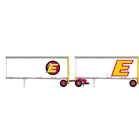 Athearn 91047 HO Estes Two 28' Wedge Trailers & Dolly Ready-To-Roll
