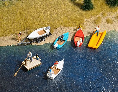Busch 1157 HO Boat/Raft Set w/Trailer