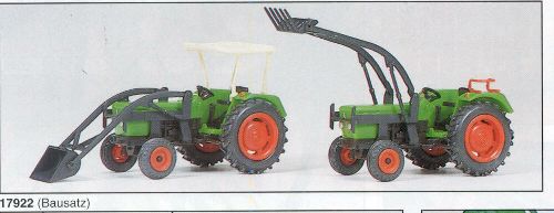 Preiser 17922 HO Deutz Farm Tractor w/Shovel & Forks Plastic Model Kit