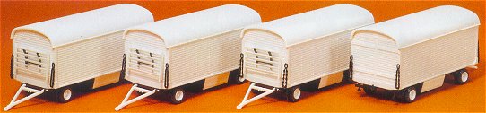 Preiser 20006 HO Unpainted Equipment Caravan Plastic Model Kit (Set of 4)