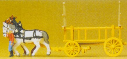 Preiser 79476 N Driver & Horses Figures with Delivery Wagon (Set of 3)