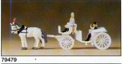 Preiser 79479 N Old Time Horse Drawn Wedding Carriage w/Groom & Bride Figures