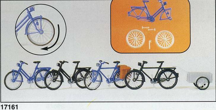 Preiser 17161 HO Unpainted Bicycles with Trailer Plastic Model Kit