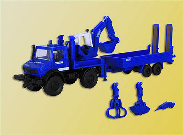 Kibri 18478 HO THW Unimog Excavator with Trailer Plastic Model Kit