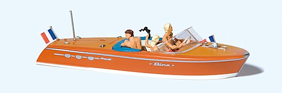Preiser 10689 HO Riva Ariston Motor Boat with Crew Figures #2