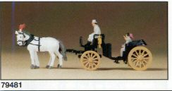 Preiser 79481 N Horse Drawn Open Coach with Figures