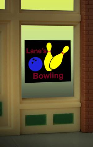 Miller Engineering 8955 HO/O Bowling Flashing Neon Window Sign