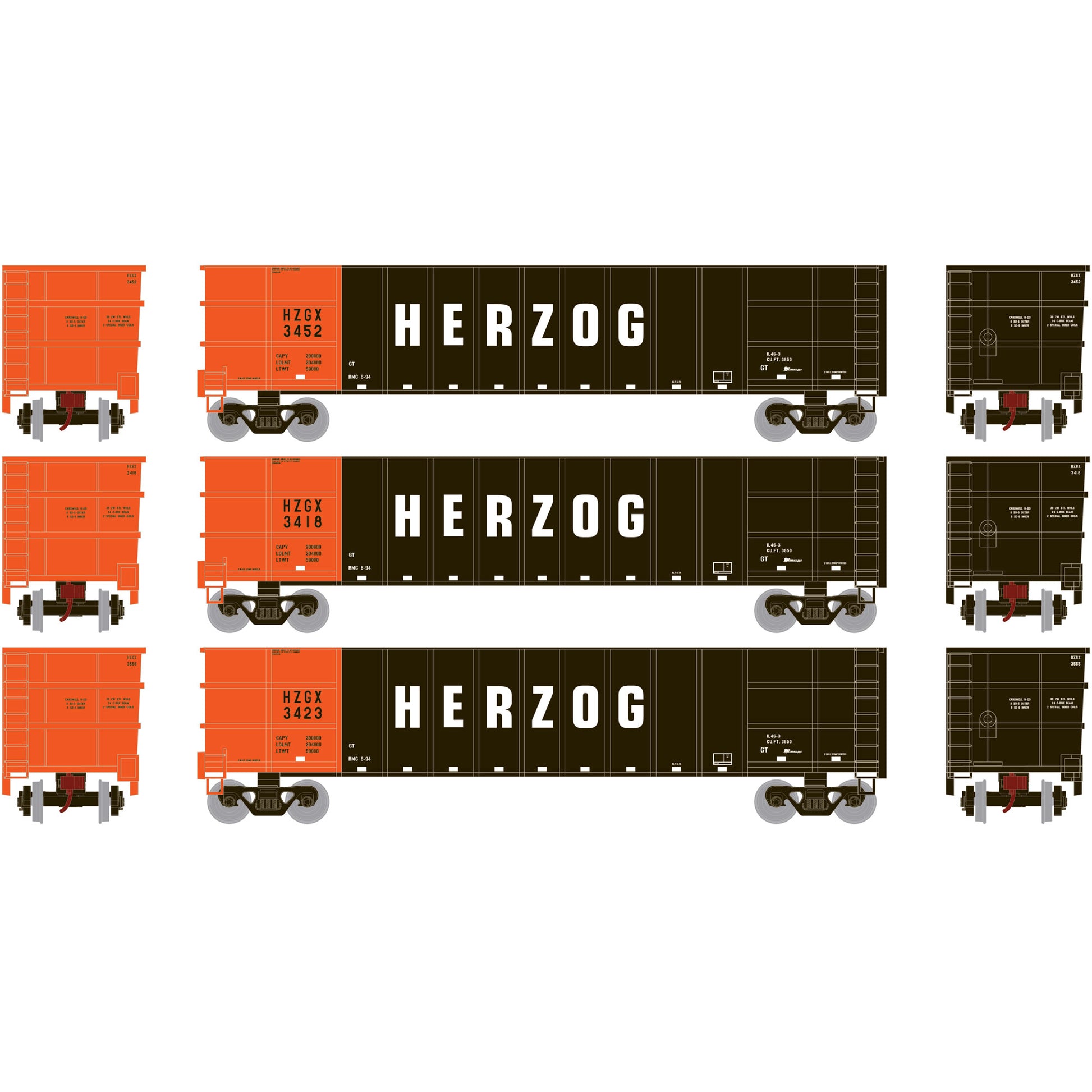Athearn 17137 N Herzog Thrall High Side Gondola Black #1 (3)