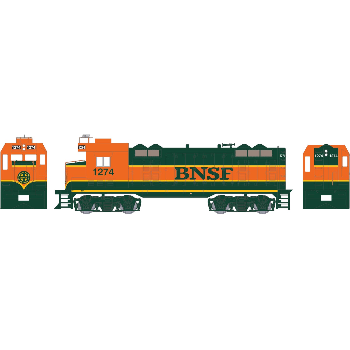 Athearn 89940 HO RTR CF7, BNSF/Heritage I #1274