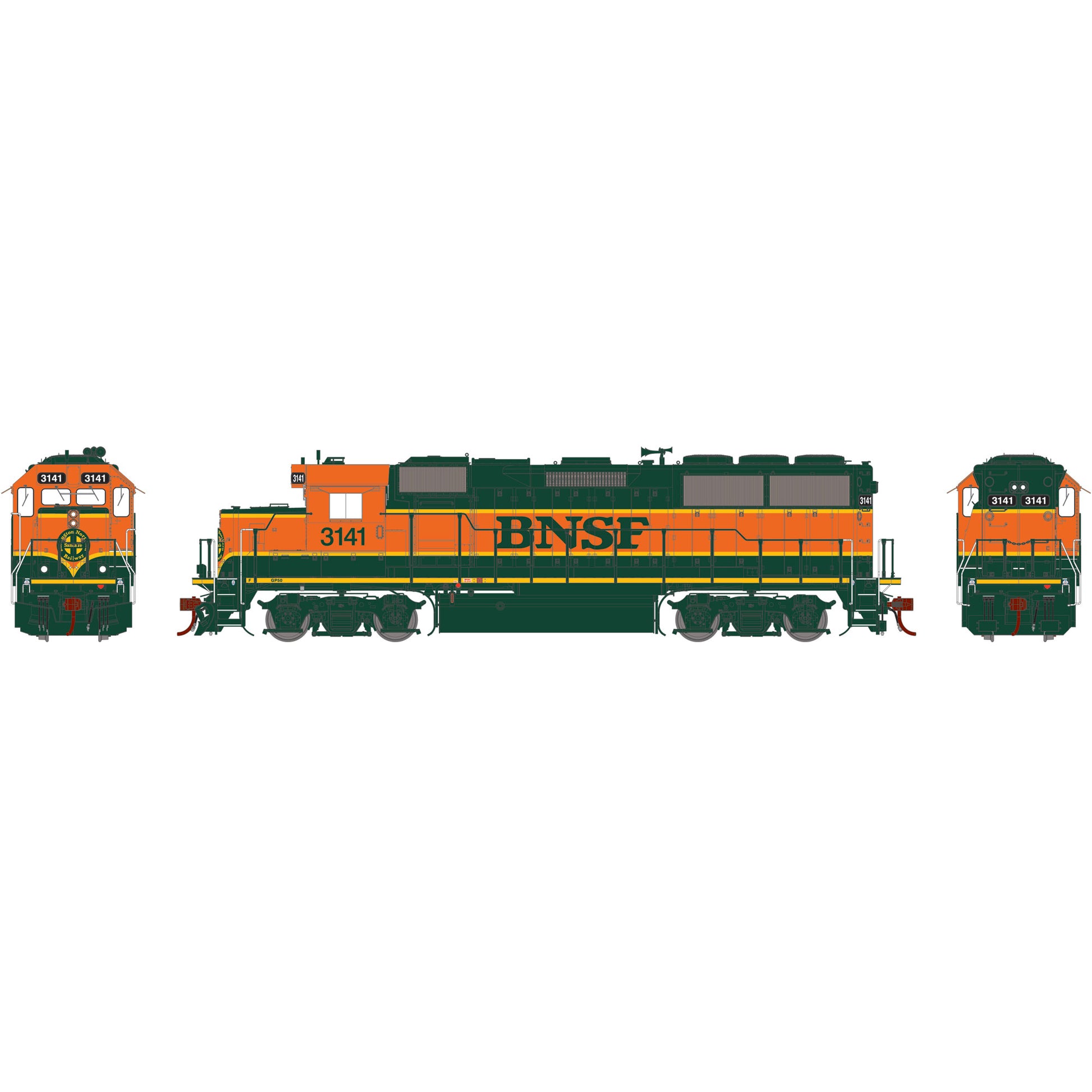 Athearn G40802 HO BNSF Heritage GP50 Phase 2 Diesel Locomotive DCC & Sound #3141
