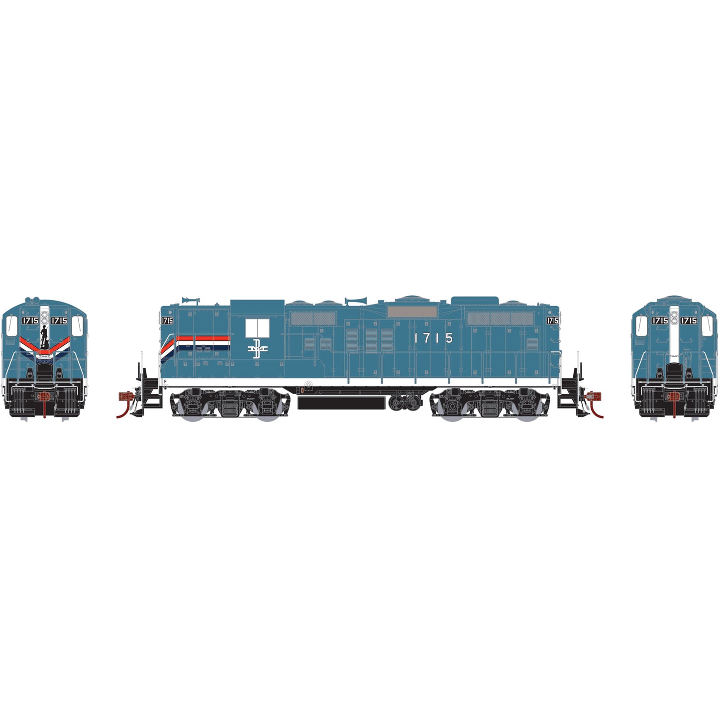 Athearn G62763 HO GP9 w/DCC & Sound, B&M/1970s Scheme #1715