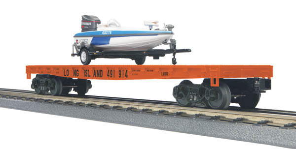 MTH 30-76538 O LIRR 50' Flatcar w/Fishing Boat
