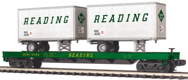 MTH 20-98867 Reading Flat Car with 2 20' Trailers