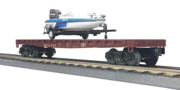 MTH 30-76537 Bessemer & Lake Erie 50' Flat Car w/Fishing Boat