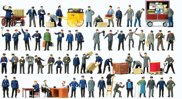 Preiser 13004 HO Early Era III Assorted Working People Figures (Set of 60)