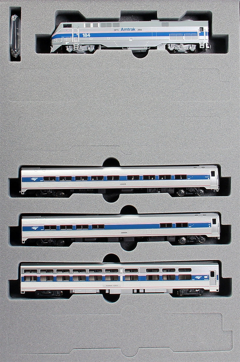 Kato 106-62864 N P42 Amtrak Phase IV Locomotive & 3-Car Phase VI Amfleet Coaches