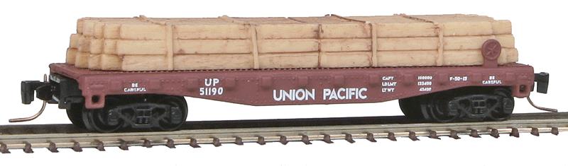 Micro-Trains 52500161 Z Union Pacific 50' 40' Steel Flat Car w/Load #51190
