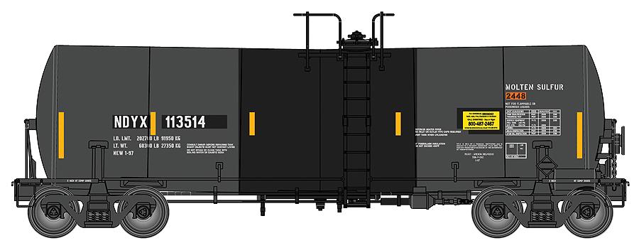 Walthers 100028 HO NDYX 40' Trinity 14,000 Gallon Molten Sulfur Tank Car #113514