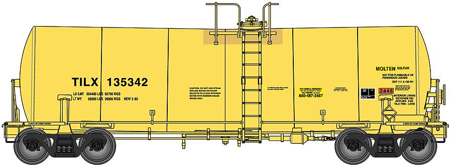 Walthers 100034 HO TILX 40' Trinity 14,000 Gallon Molten Sulfur Tank Car #135342