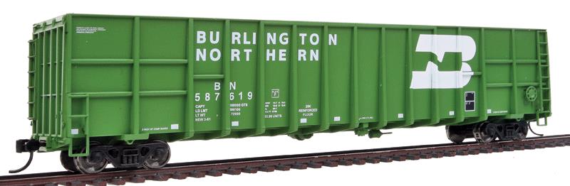 Walthers 910-6101 HO Burlington Northern 61' Wood Chip Gondola RTR #587619