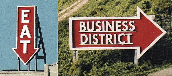 Blair Line 2532 HO/S/O Eat & Business District Laser-Cut Wood Billboard Kit