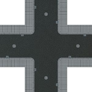 Busch 1104 4-Way Intersection Crossing w/Sidewalks