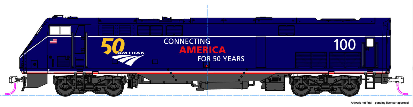 Kato 37-6113 HO Amtrak 50th Anniversary Midnight Blue P42 Diesel Locomotive #100