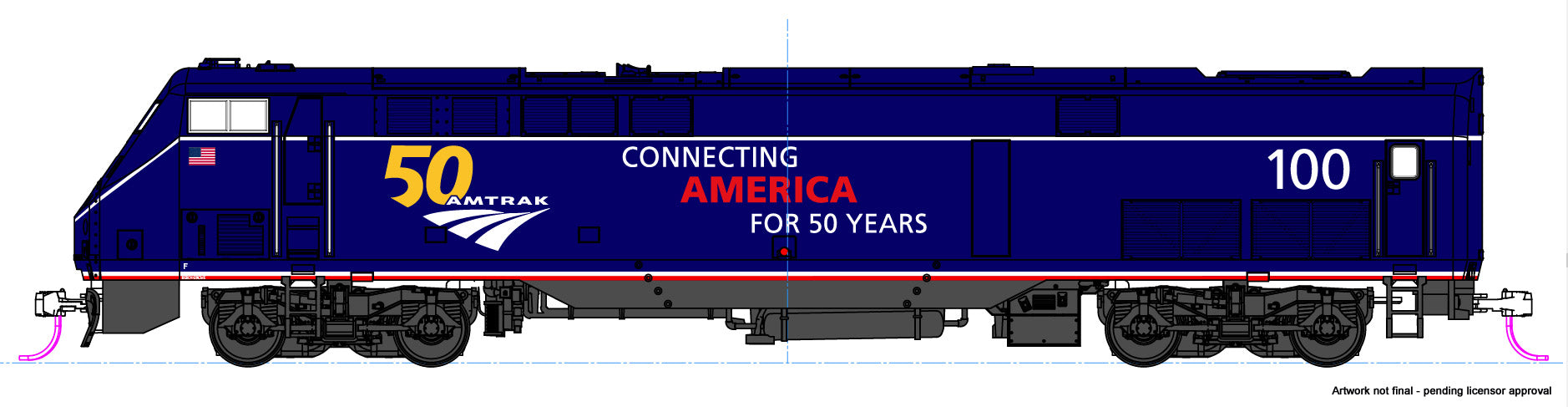 Kato 37-6113 HO Amtrak 50th Anniversary Midnight Blue P42 Diesel Locomotive #100