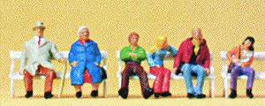 Preiser 10027 HO Seated Couples on Benches Figures (Set of 6)