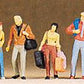Preiser 10115 HO Walking Travelers Figures With Luggage Trolley (Set of 6)