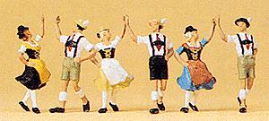 Preiser 10241 HO Bavarian May Pole Folk Dancers Figures (Set of 6)