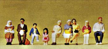 Preiser 10385 HO Seated Passengers On Bus Figures #2 (Set of 9)