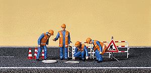 Preiser 10445 HO City Workers Figures with Accessories (Set of 6)