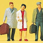 Preiser 10505 HO Walking Passengers Figures with Luggage (Set of 7)
