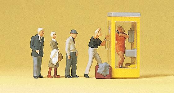 Preiser 10523 HO Waiting Persons At The Phone Booth Figures (Set of 6)