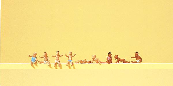 Preiser 10529 HO Assorted Babies Figures (Set of 9)