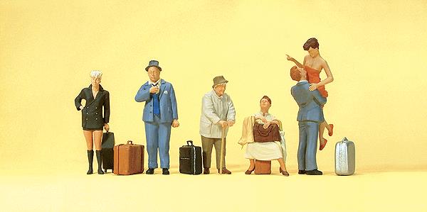 Preiser 10540 HO Travelers Figures With Luggage (Set of 6)