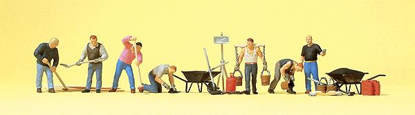 Preiser 10546 HO Road Workers Figures with Accessories (Set of 7)