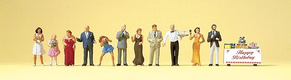 Preiser 10554 HO Birthday Party Goers Figures w/Accessories (Set of 11)
