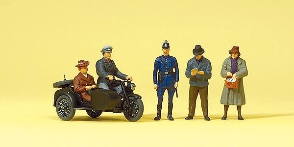 Preiser 10565 HO Passers-by Figures w/Motorcycle (Set of 5)