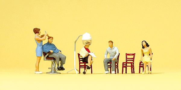 Preiser 10569 HO Hair Dresser & Customers Figures with Chairs (Set of 5)