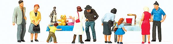 Preiser 10595 HO Flea Market Shoppers Figures with Accessories (Set of 9)