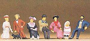 Preiser 12137 HO 1900's People Sitting On Platform Figures (Set of 7)