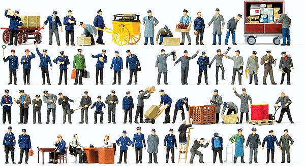 Preiser 13004 HO Early Era III Assorted Working People Figures (Set of 60)