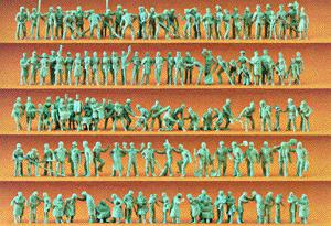 Preiser 16326 HO Unpainted Assorted Workers Plastic Figure Kit (Set of 120)