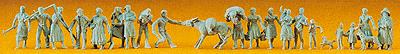 Preiser 16327 HO Unpainted Rural Groups & Wagons Plastic Figure Kit (Set of 60)
