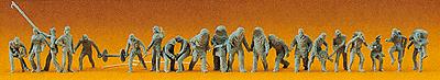 Preiser 16329 HO Unpainted Firemen w/Accessories Plastic Figure Kit (Set of 42)