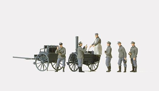 Preiser 16594 HO Joining the Chow Line Field Kitchen Figure (Set of 6)