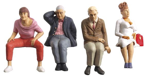 Preiser 45121 G Seated Travelers Figures #1 (Set of 4)