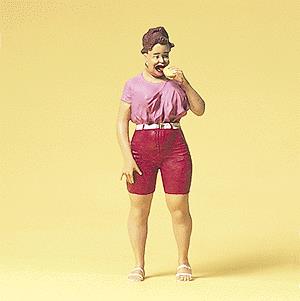 Preiser 45502 G Eating Woman with Hot Dog Figure